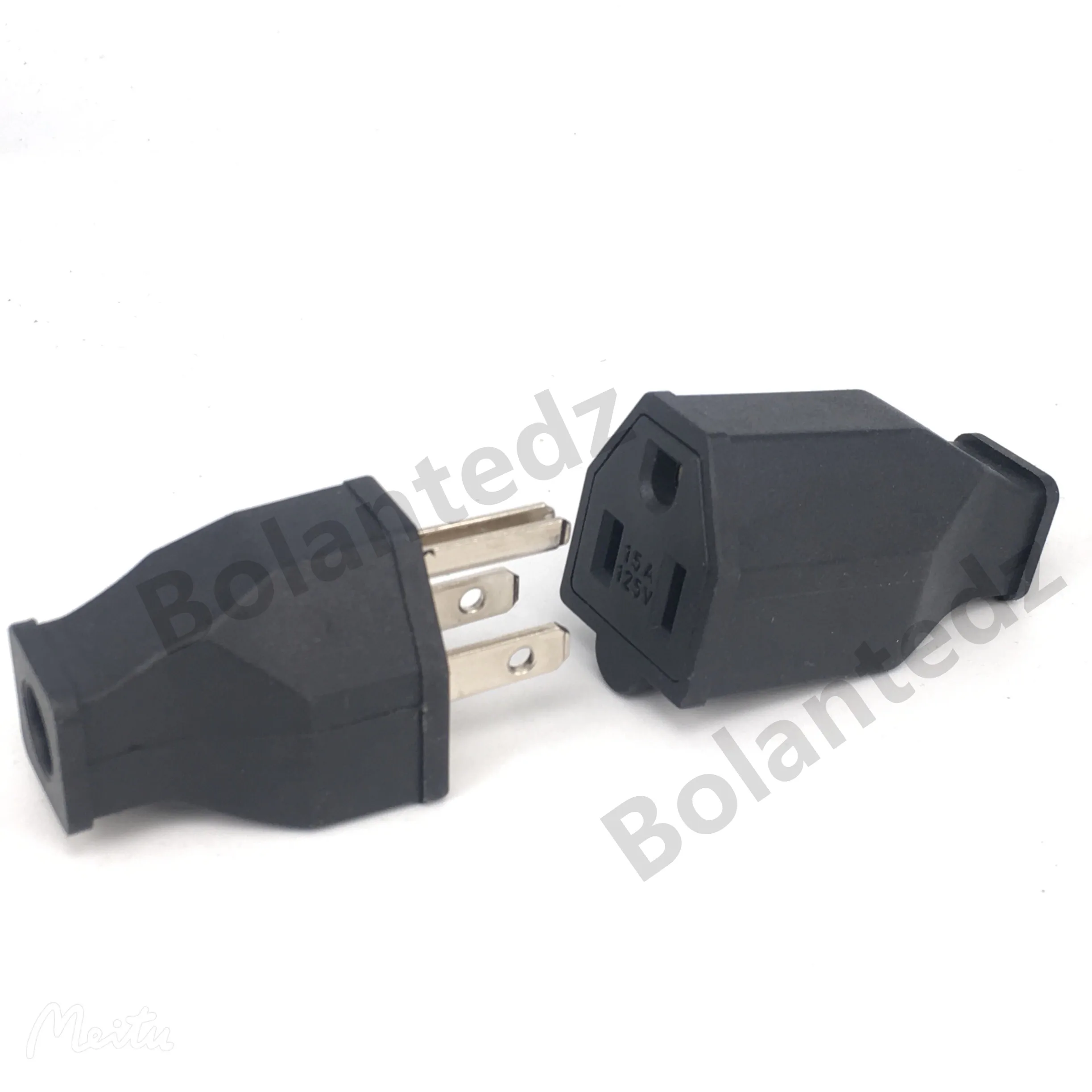 Bolantedz الأسود النحاس الأمريكية الذكور الإناث 3 دبابيس قابس طاقة الكهربائية التيار المتناوب 125 فولت 15A الولايات المتحدة سلك الطاقة انفصال الأسلاك التوصيل المقبس
