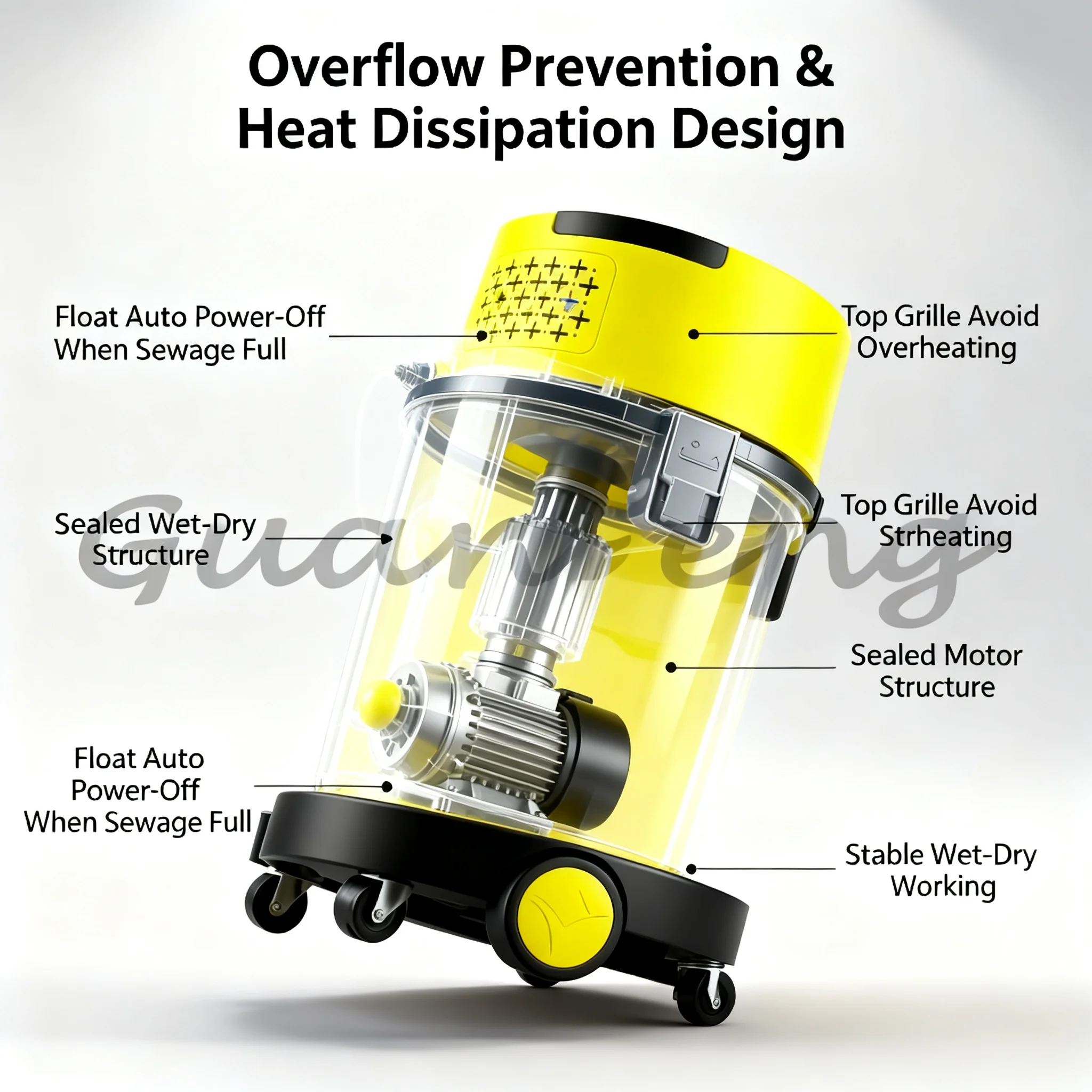Portable heavy-duty wet dry dual-use workshop vacuum cleaner with self-cleaning function, multi-purpose vacuum cleaner
