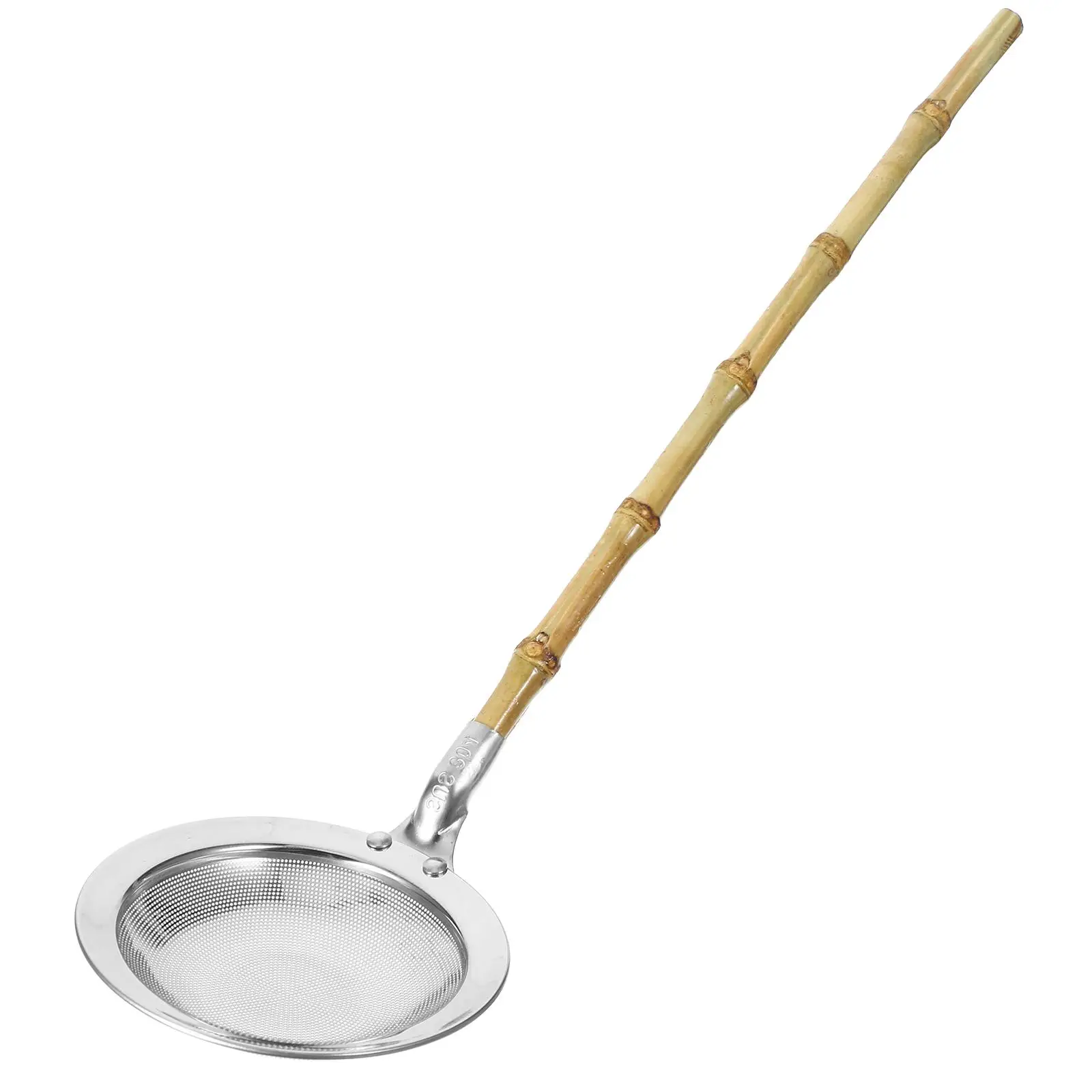 

Bamboo Handle Colander Spoon Stainless Steel Mesh Strainer Kitchen Tool Slotted Ladle for Cooking Food Strainers Pasta Drainer