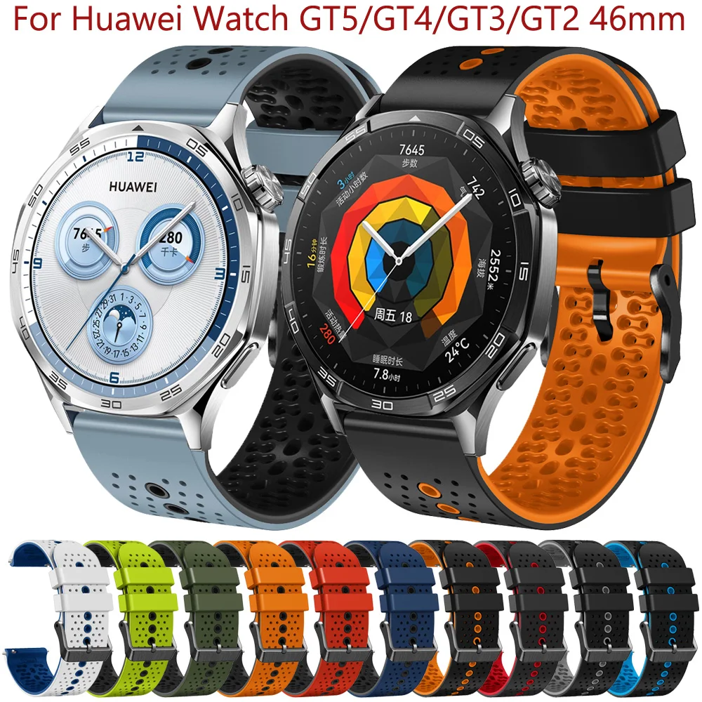 Ремешок силиконовый для Huawei Watch GT5 GT 5 Pro 46 мм, браслет для смарт-часов Huawei Watch GT4/GT3/GT2 GT 5 4 3 2 Pro 46 мм, 22 мм