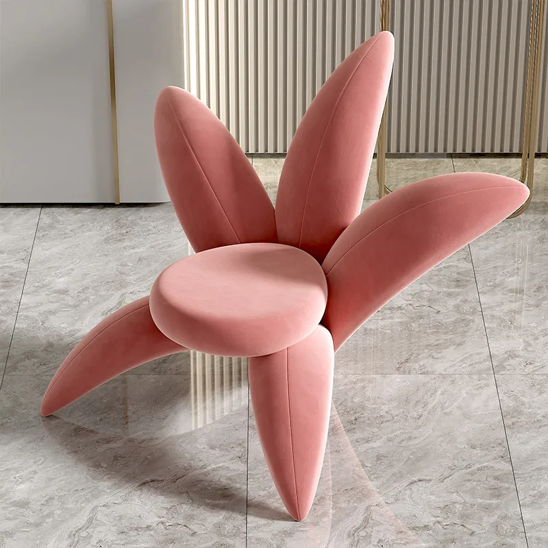 Nordic Lily Flower Fabric Leisure Petal Chair, Cotton Special-shaped Hotel Model Room