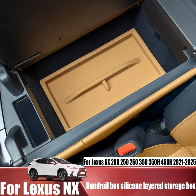 For Lexus NX 200 250 260 350 350H 450H 2021 Silicone Double Layer Center Armrest Storage Box Organizer Tray Insert Accessories