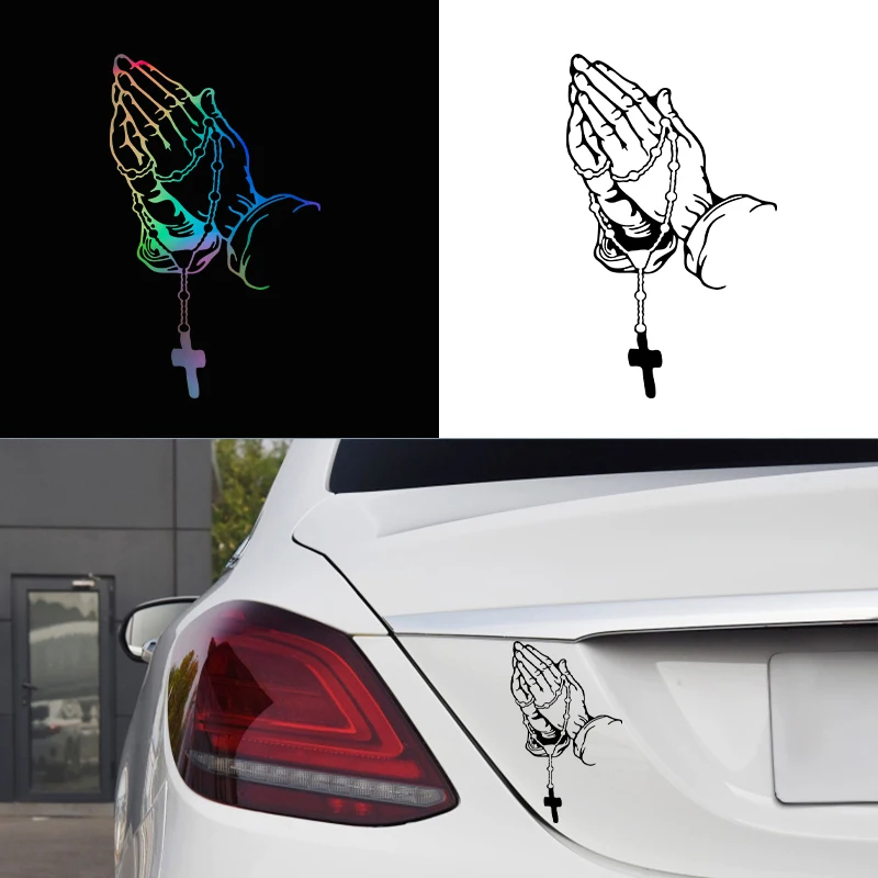 Car interior stickers Color car prayer gesture laser stickers God Jesus Christ Fashion car body styling decorative stickers view 6
