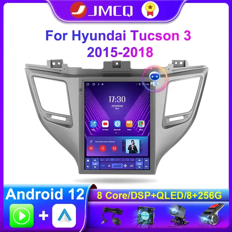 

JMCQ Android 11 Car Radio Multimedia Video Player For Hyundai Tucson 3 2015-2018 2 Din Navigation GPS 4G+WiFi Carplay Head Unit