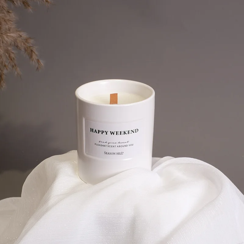 

White Simple Scented Candle Long-Lasting Soy Wax Candle Incense Niche Advanced Gift Bedroom Scented Candle Cup