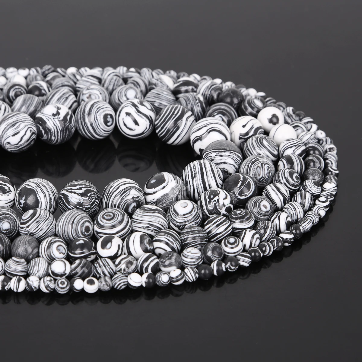 Neue 4mm Malachit Naturstein Armbänder, gestreifte runde lose Spacer-Perlen für die Schmuckherstellung, DIY Armband, Halskette – Detail 1