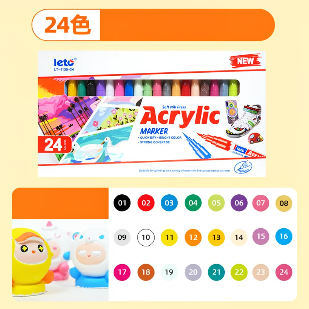 Acrylic Paint Markers Soft Tip Valve Action Quick Dry Waterproof Pens Multipurpose For Artists Painting Drawing Set