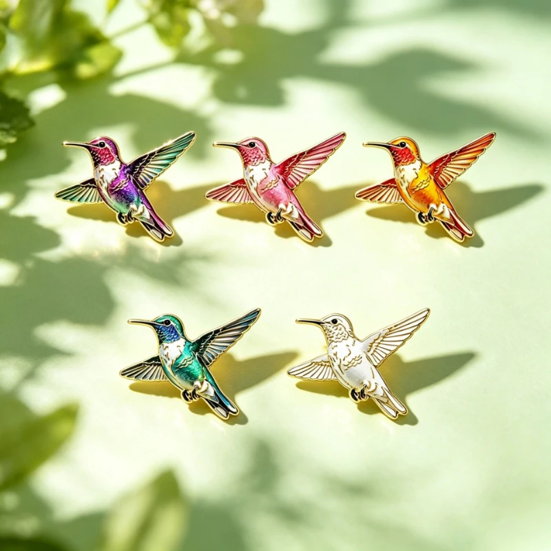 New Creative Colorful Hummingbird Brooch Casual Commute Enamel Bird Shape Metal Badge Gift Pin DIY Clothing Bags Hat T-shirt