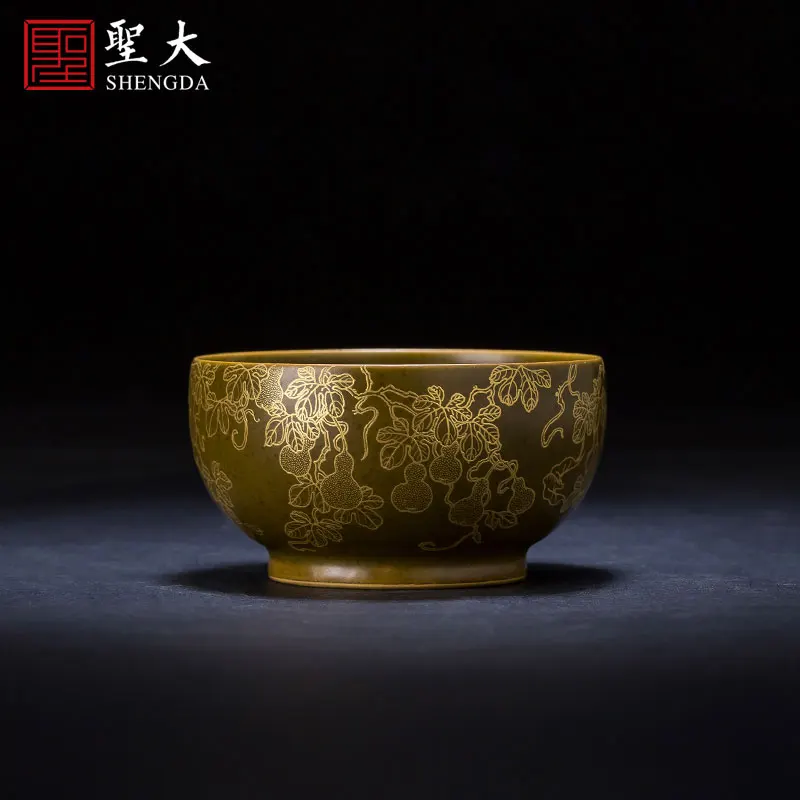 |Shengda ceramic Kung Fu tea cup tea cup tea powder glaze pile gold ferro pattern master cup Jingdezhen handmade tea set