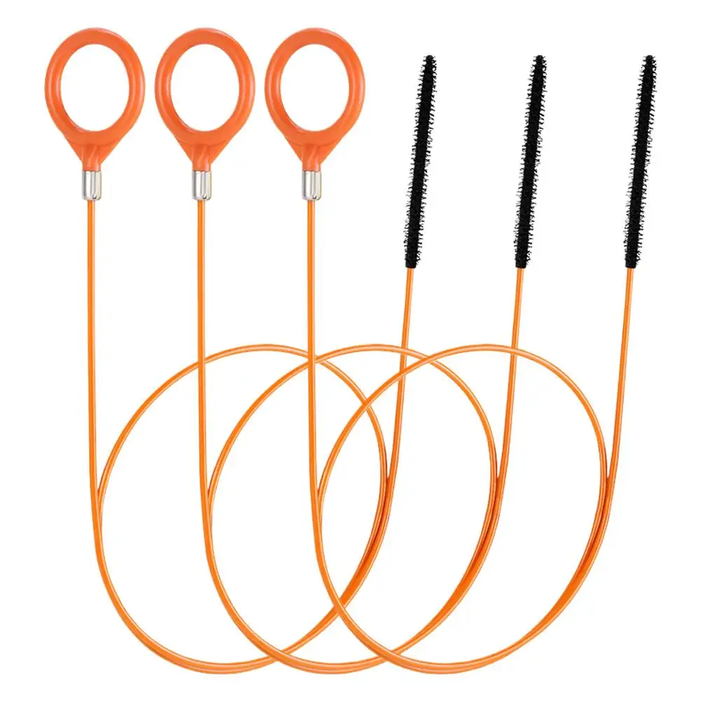 Kit 1/3 Peças: Ferramenta Desentupidora de Drenos Automotivos + Escova de Limpeza para Pias (130/81cm) - Acessório Automotivo Flexível de Aço para Drenos Longos