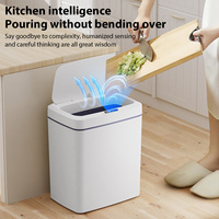 15L Smart Bathroom Trash Can Automatic Bagging Electronic Trash Can White Touchless Narrow Smart Sensor Garbage Bin Smart Home