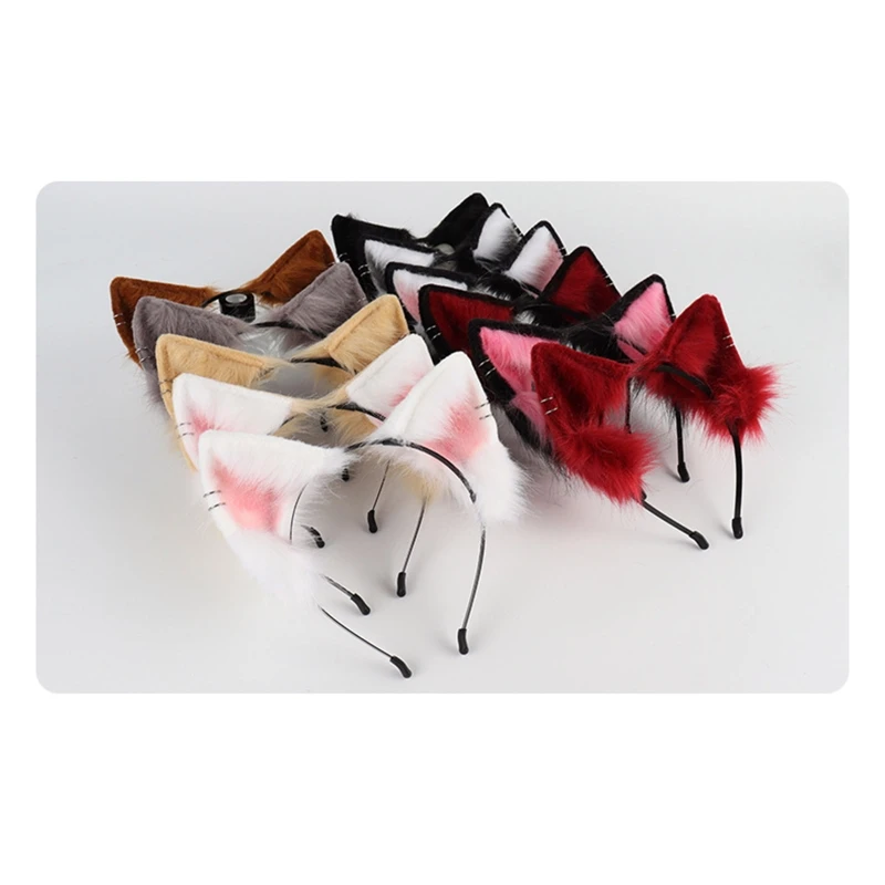 Lolita Wolf Dog Cat Ear Hair Hoop Anime Cosplay Plush Hairband Women Multi Color Carnival Party Headpiece Costume Props Headband