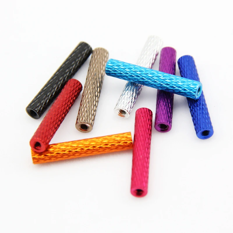 10pcs/lot aluminum standoffs M3 Colourful round aluminum knurled spacer standoff studs M3x6/8/10/15/20/25/28/30/35/37/40/45/50mm