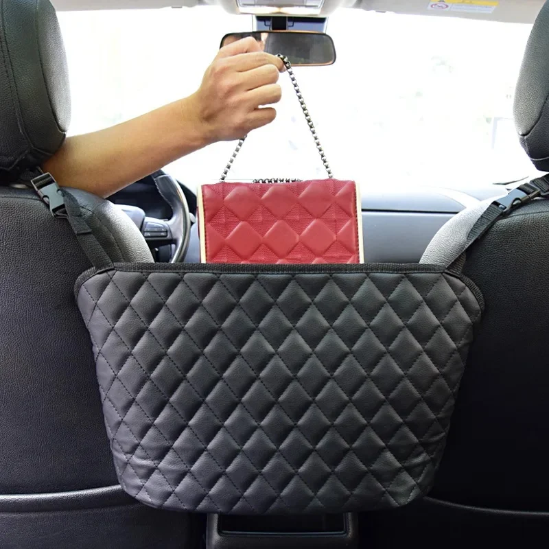 Car Seat Storage Bag Folding Chair Back Pocket Bag Pocket Storage Mesh Pocket Leather Car Storage Bag