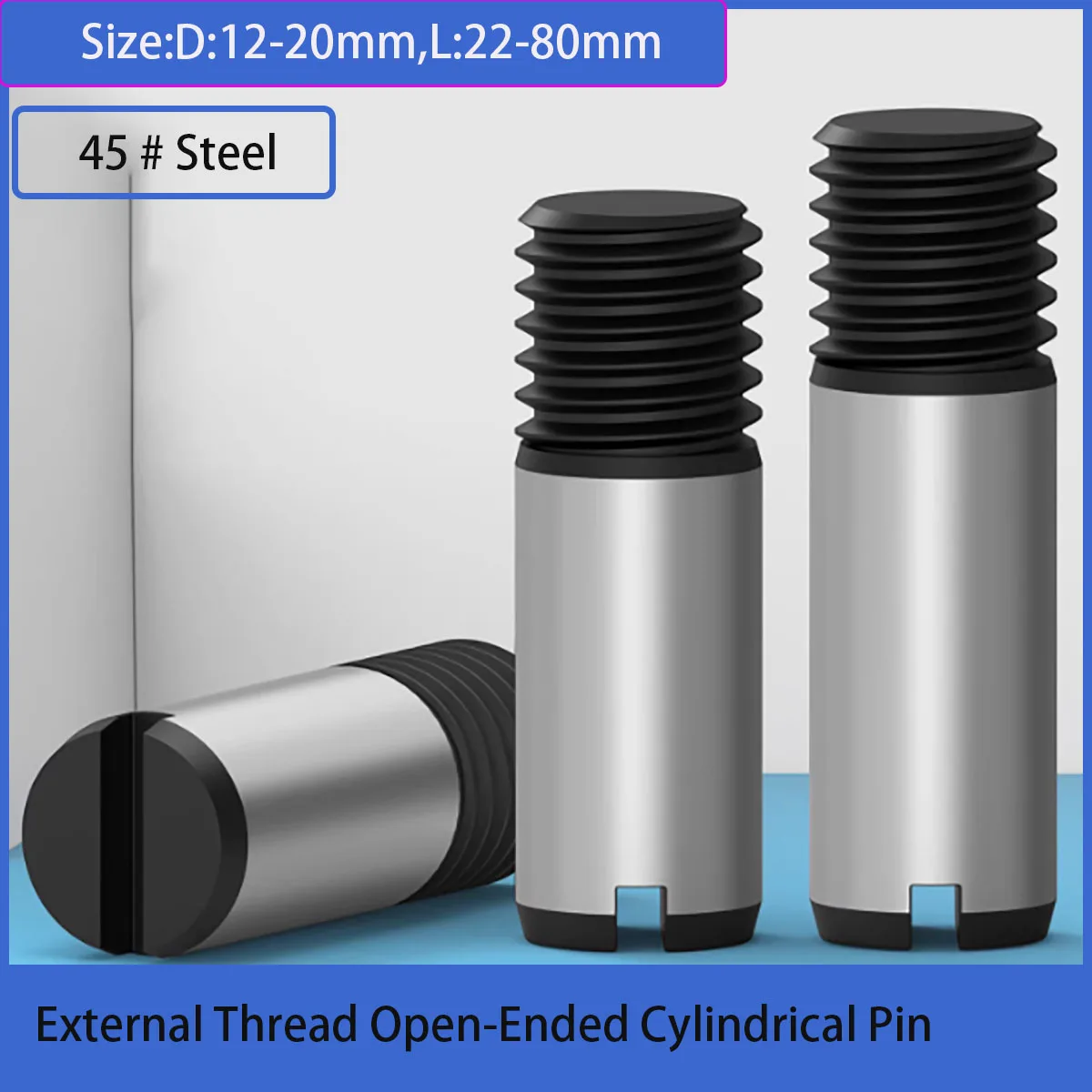 

45# Steel Quenched Headless Straight Groove Pin - External Thread Open Tail Cylindrical Pin for Industrial Fastening