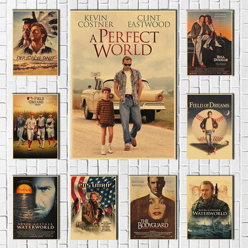 Kevin Costner The Postman The Bodyguard Movies Field Of Breams Poster Painting Kraft Paper poster Bedroom Large Home Decor