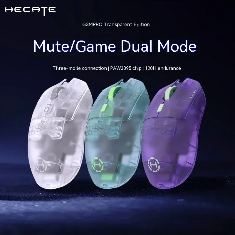 Edifier Hecate G3m Pro Mouse Paw3395 Tri Mode Bluetooth Wireless Lightweight Ergonomics Mouse Transparent Customized Game Mouse