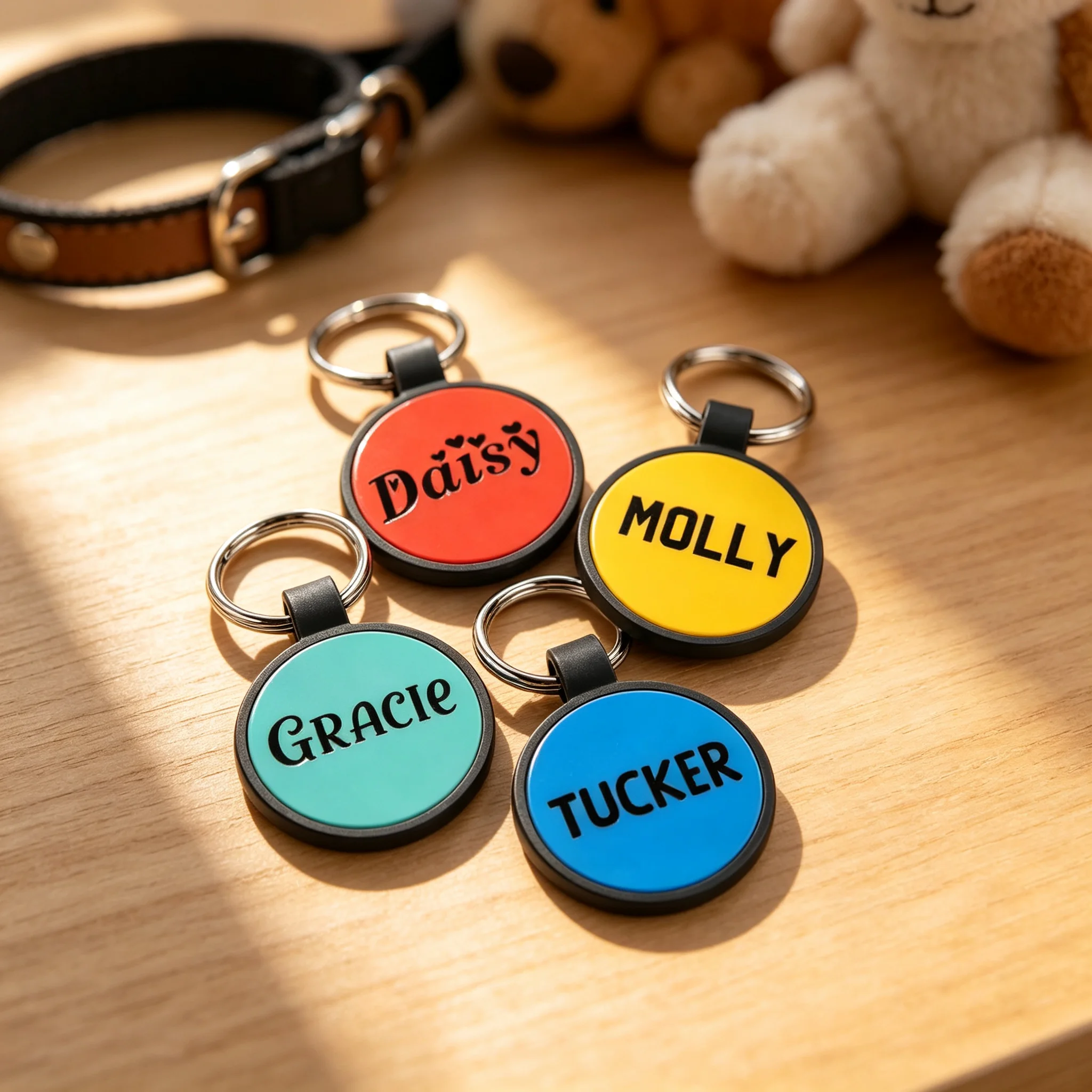 Personalized Silicone Pet ID Tag 6 Colors Silent Custom Laser Engraved Round Dog Cat Collar Name Tag Anti-lost Pendant