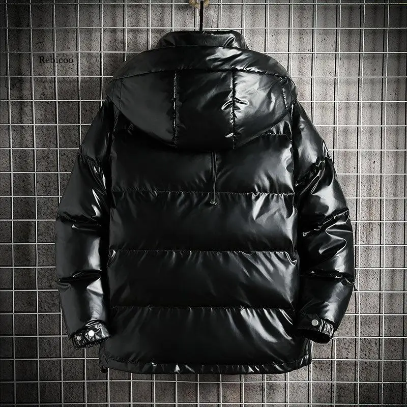 Thick Warm Men\'s Winter Solid Color Hooded Jacket Parka Outwear Casual Fashion Windbreaker Zipper Tops Coat Overcoat