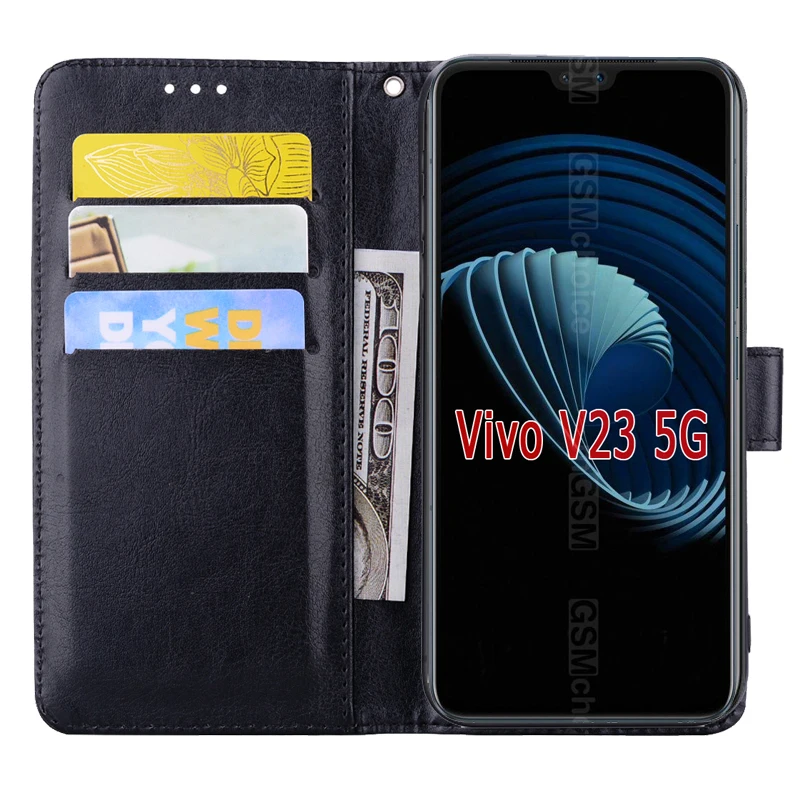 V2130 Leather Phone Cover For Vivo V23 5G Case Magnetic Card Flip Wallet Protective Etui Book For Vivo V 23 Case Coque Capa Bag