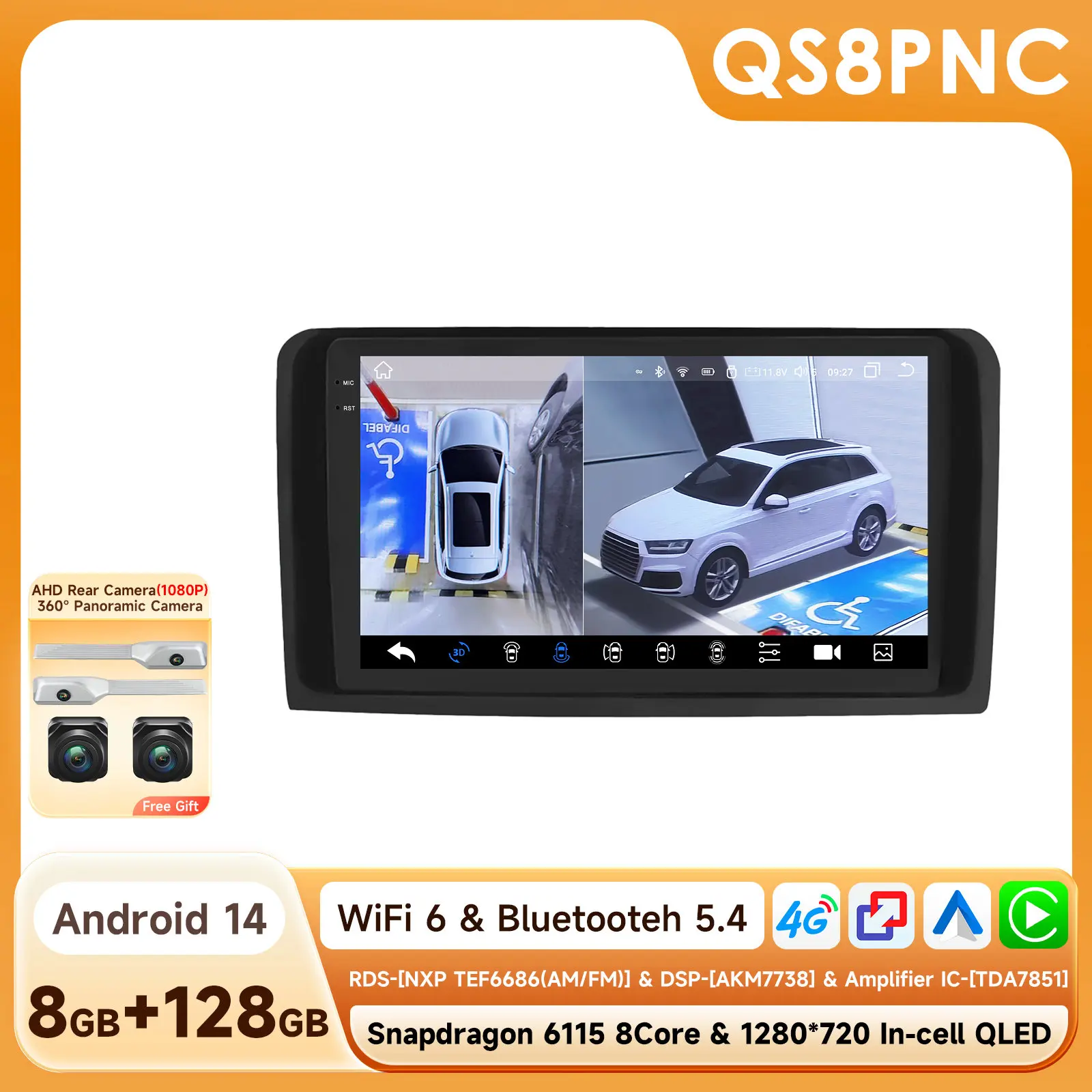 Image of Android Autoradio-Player für Mercedes Benz ML W164 X164 ML350 ML300 GL500 ML320 ML280 Auto-Multimedia-Audio Kabelloses Carplay