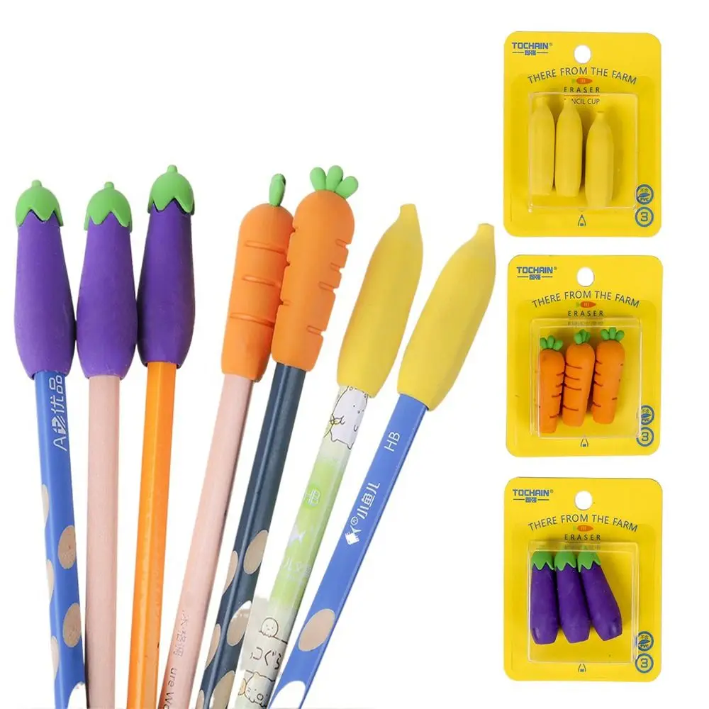 Protective Cover Pen Pencil Caps Eraser Wiping Eraser Non Toxic Fruits Vegetables Pencil Lid Random Pencil Protector