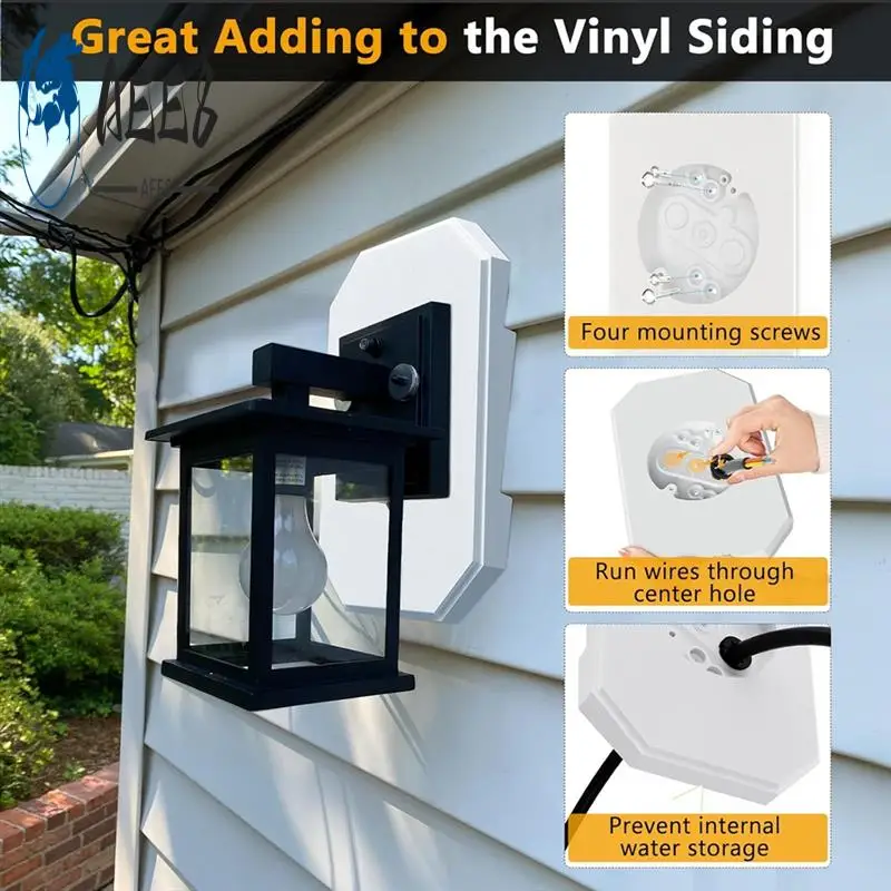 

AEE8-Siding Mounting Kit, 8141DBL Outdoor Light Mounting Block, Siding Mounting Plate For Lap Double And 4 Inch Siding