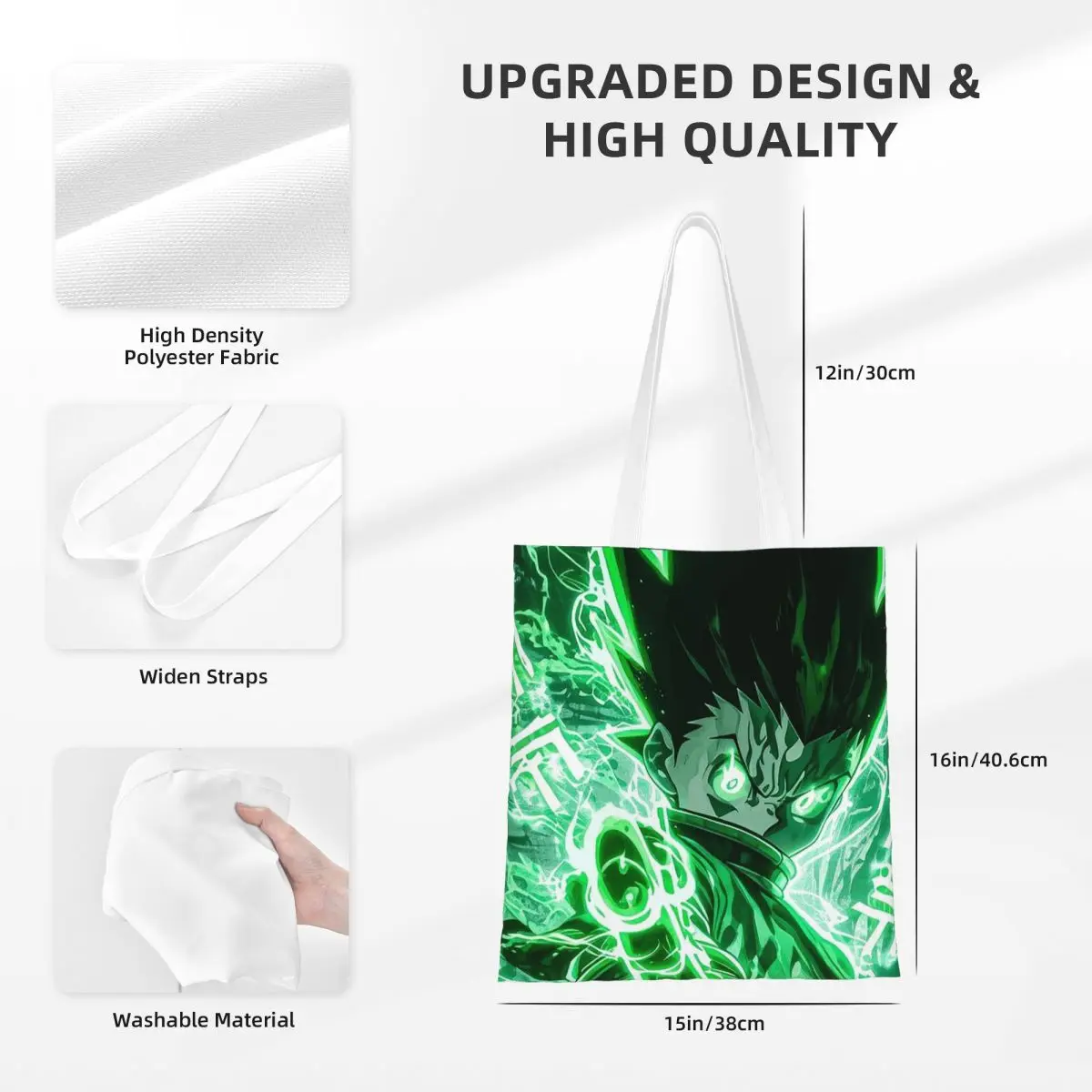 أنيمي HXH هنتر X هنتر غون Freecss أكياس التسوق قماش حمل حقيبة قابلة لإعادة الاستخدام للسيدات حقيبة كتف حقيبة يد للسفر