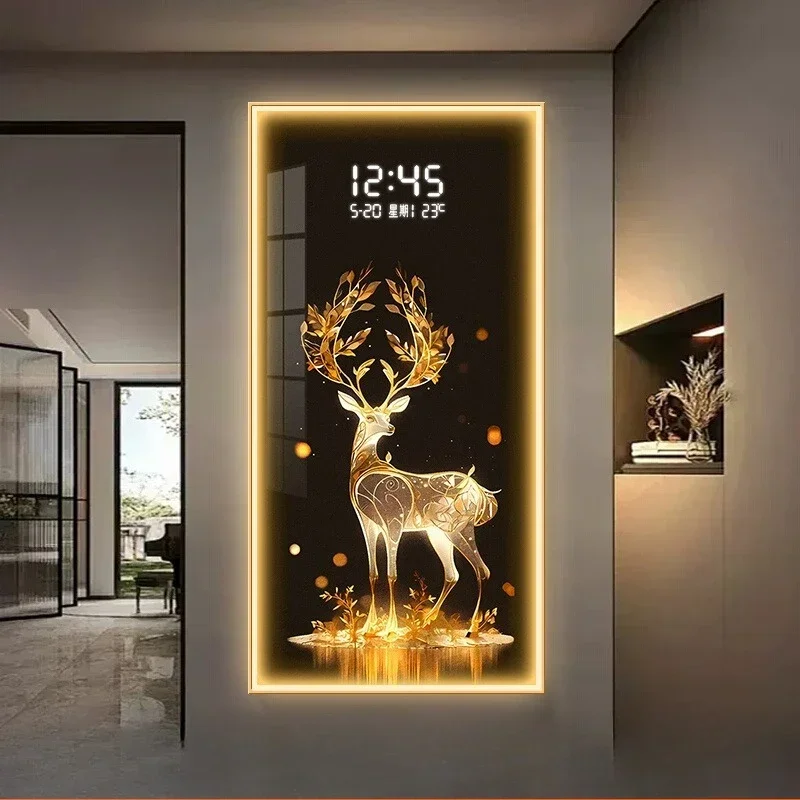 #￥Living Room Office Wall clock Light Temperature Date Bathroom Bedroom Luxury Large clock Wall Interior painting home Decor