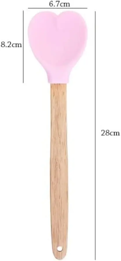 Heart-Shaped Silicone Spatula Silicone Heart Shape Spatulas with Wooden Handle Baking Spatula Silicone Spatulas