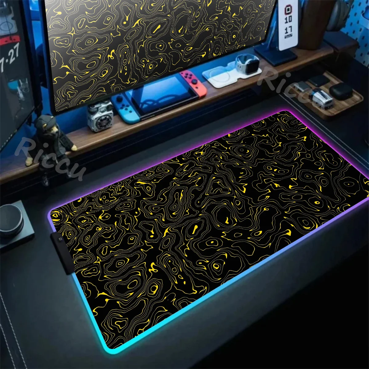 

RGB Strata Liquid Colorful glow LED Light mat Lighting Mousepad machinery keyboard Accessories Tablemat kawaii dark mouse pad