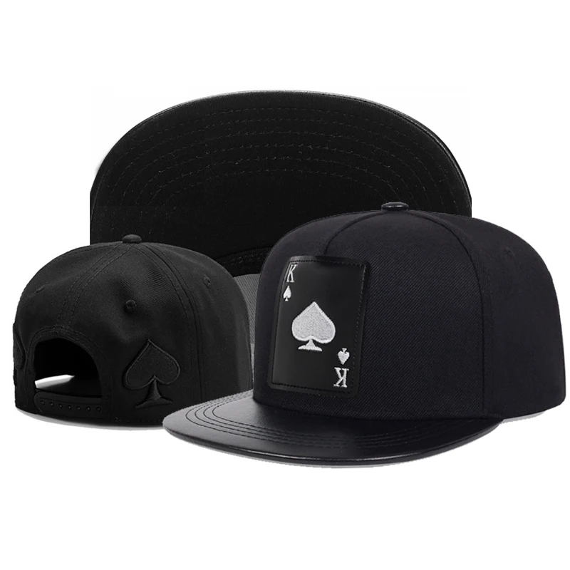 King Leather Playing Card Embroidered Baseball Caps Hip Hop Caps For Men Women Outdoor Sun Hat Unisex Adjustable Snapback Hats