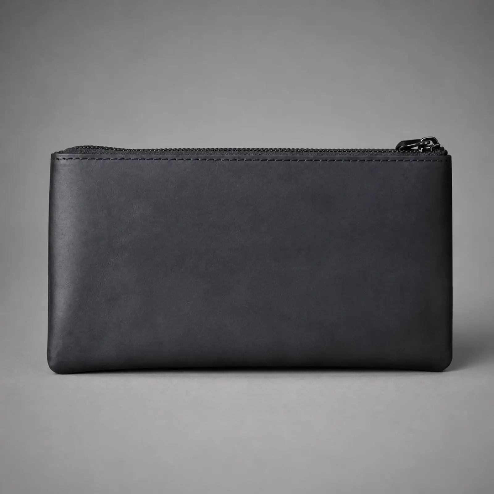 Compact Real Leather Wallet for Men with Zip Closure Small Card Pouch for Commute