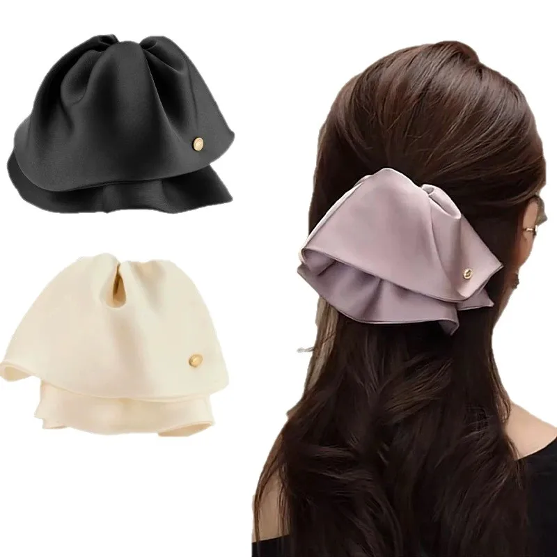 

Satin Large Bow 4CM Hair Claw Clips Ponytail Holder Women Girls Hair Barrettes Clamps Hairpins Hair Accessories Fashion