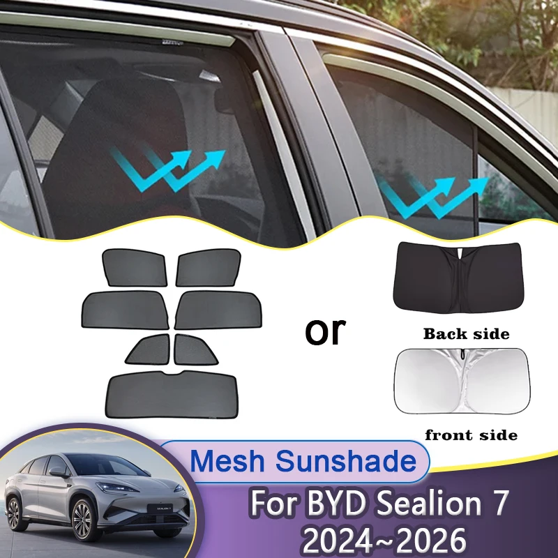 

Для BYD Sealion 7 2025 Аксессуары 2024 2026 Автомобильные солнцезащитные козырьки Сетчатый солнцезащитный козырек для окна Магнитный козырек Шторы для конфиденциальности Автомобильные аксессуары