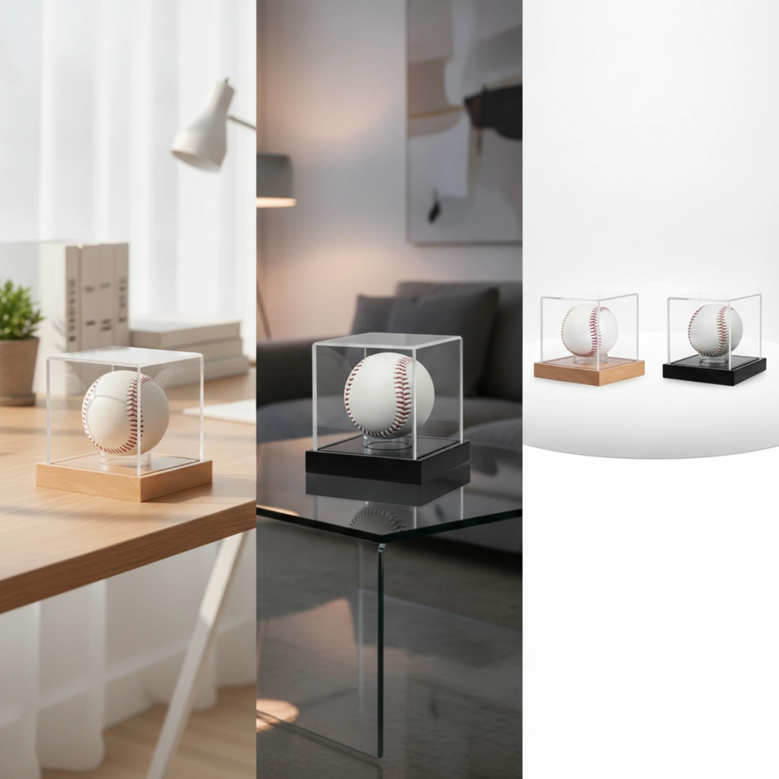 Acrylic Display Case with Stand Dustproof Ball Display Cube Clear Acrylic Cube Transparent Professional for Collectors, Shelf view 6
