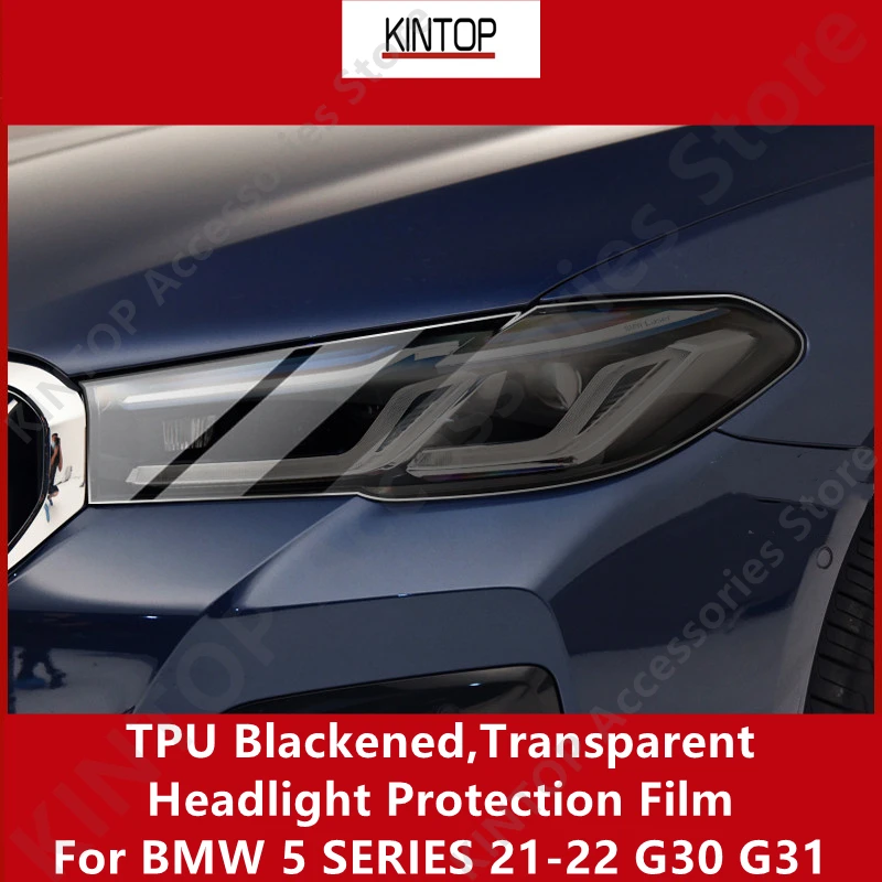 

For BMW 5 SERIES 21-22 G30 G31 TPU Blackened,Transparent Headlight Protective Film, Headlight Protection,Film Modification