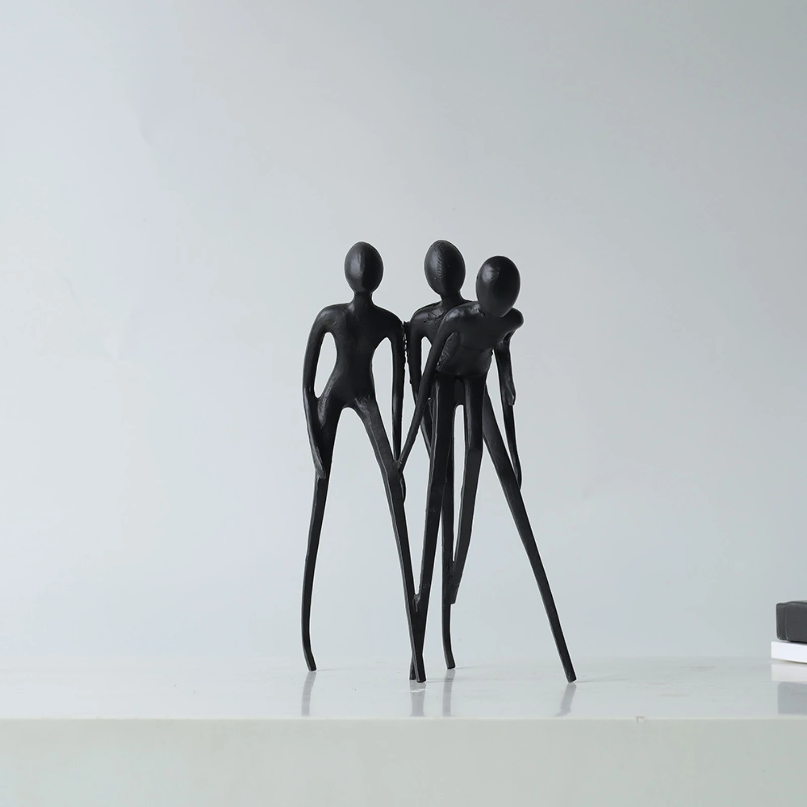 Three Figure Sculpture Slender Abstract Human Figure Sculpture Tabletop Art Piece Compact Ornament Decorative for Shelves