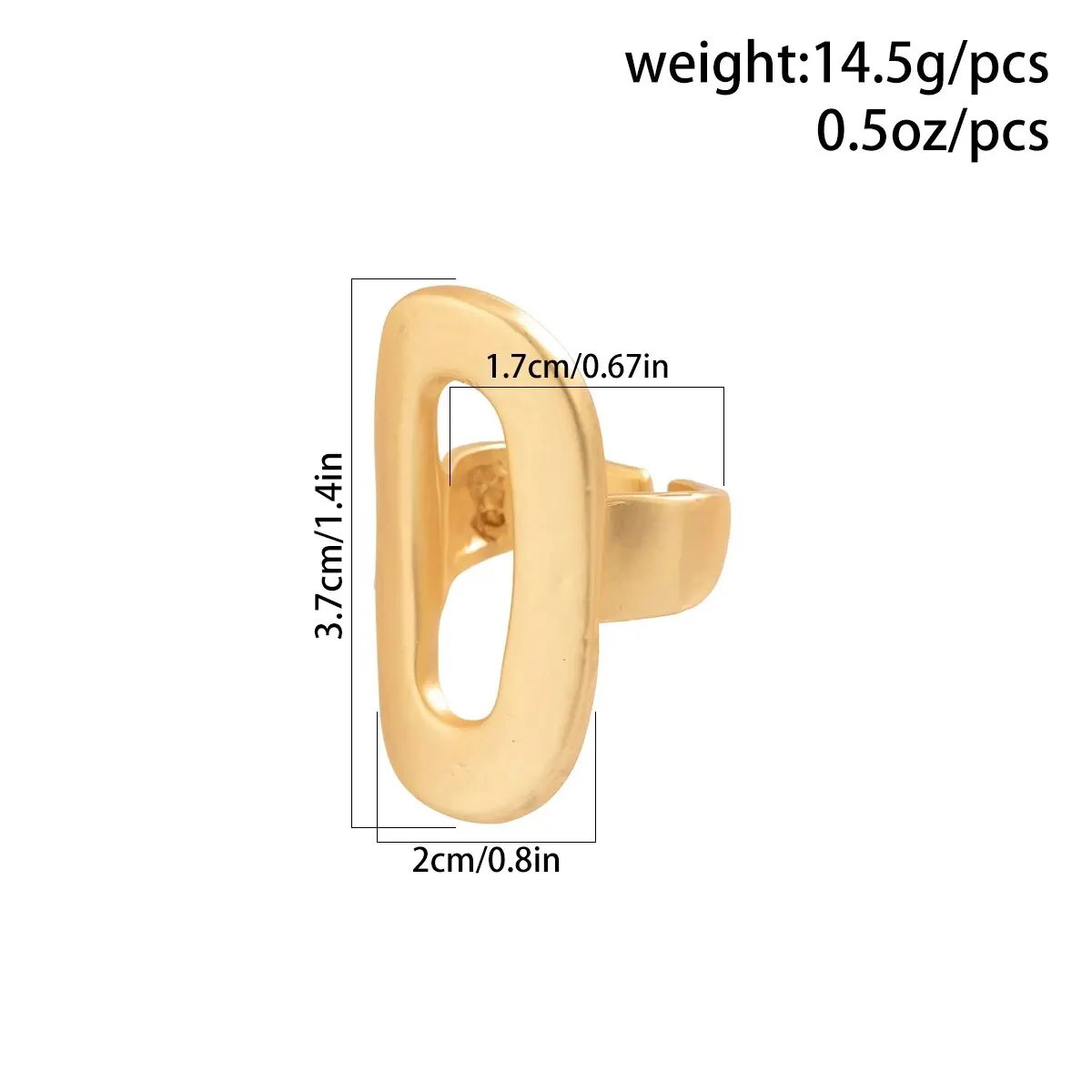 Ingemark Exaggerated Big Hollow Out Geometric Oval Rings for Women Trend Creative Adjustable Finger Matte Rings Wed Jewelry Gift image 6