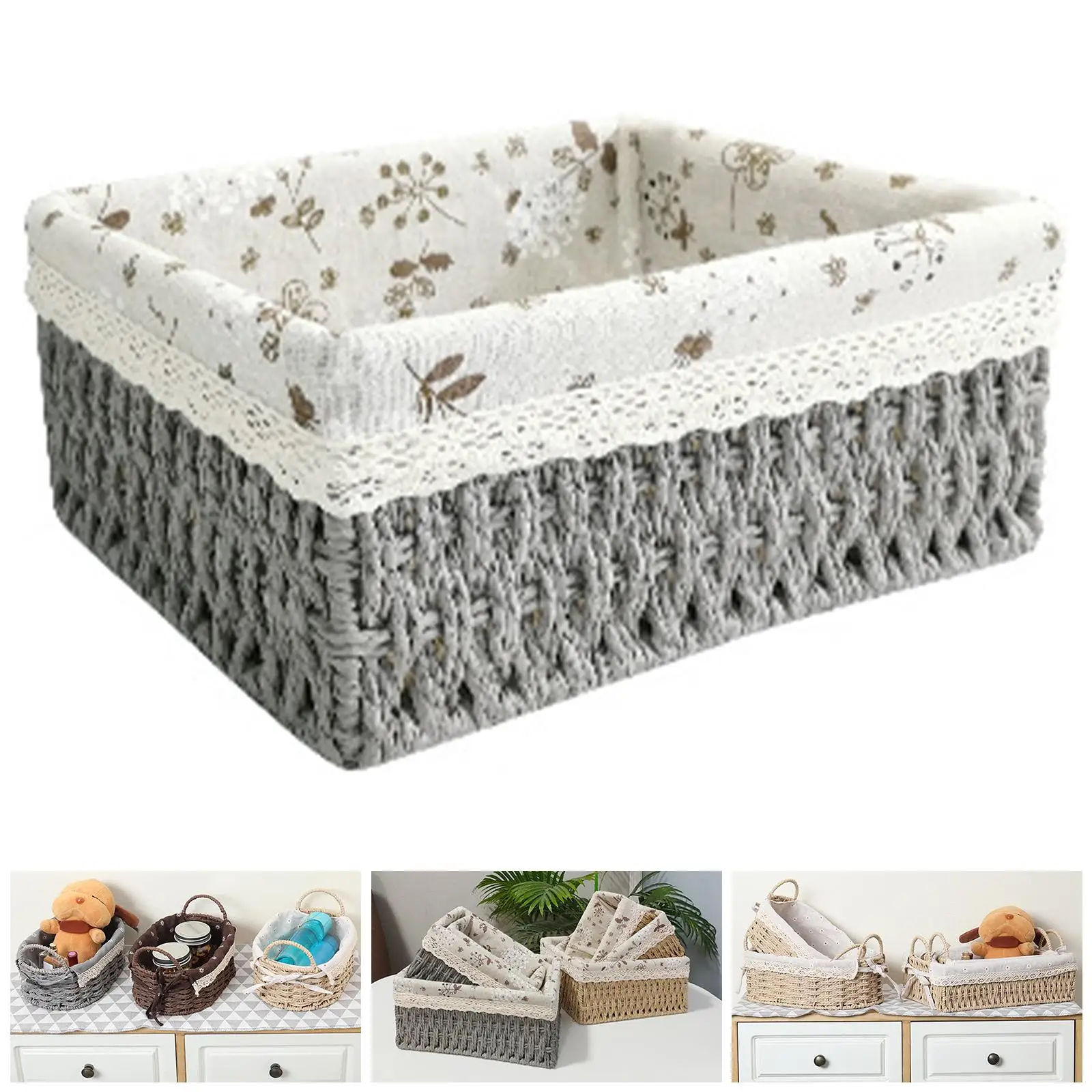 Rattan Storage Basket Decorative Baskets Household Items for Tabletop Dorm