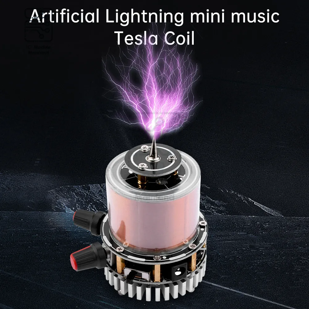 DC48V Tesla Coil Arc Artificial Lightning Mini Plasma Music Generator Teaching Tool Wireless Point Light Connectable Bluetooth