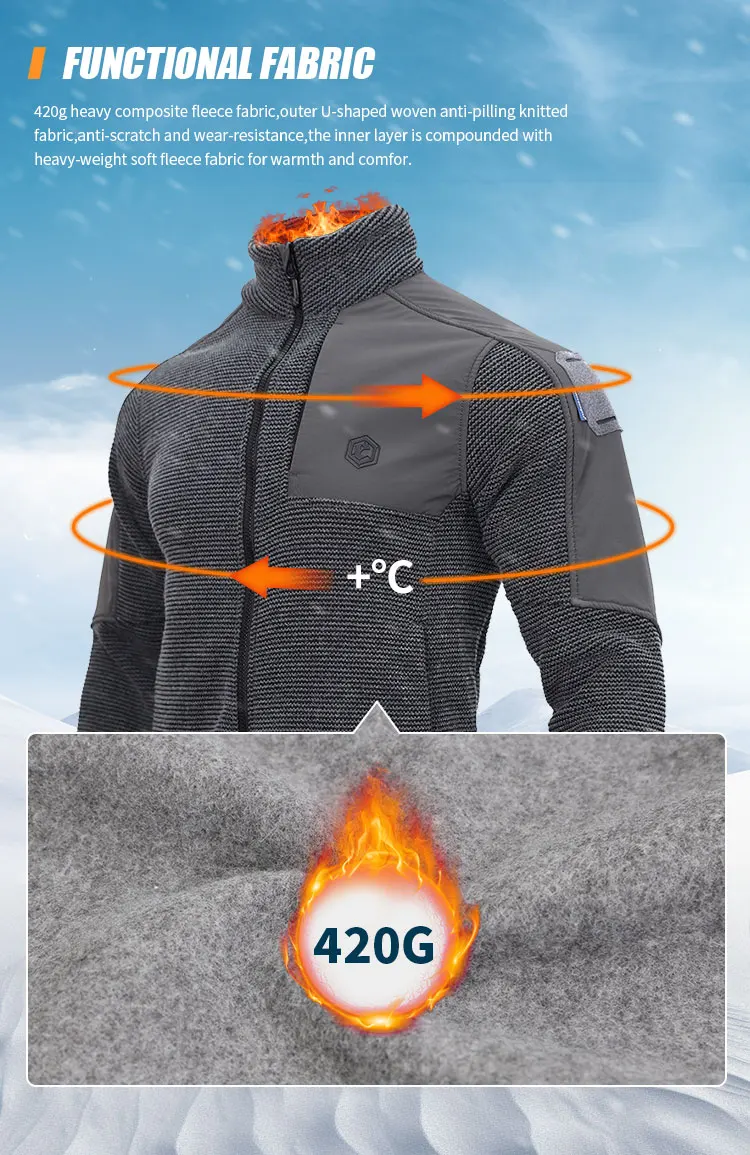 Emersongear Blue Label Wildleder-Fleecejacke Winddichte Atmungsaktive Jacke Warme Sport-Outdoor-Jagd-Wander-Alltagsmode – Detail 4