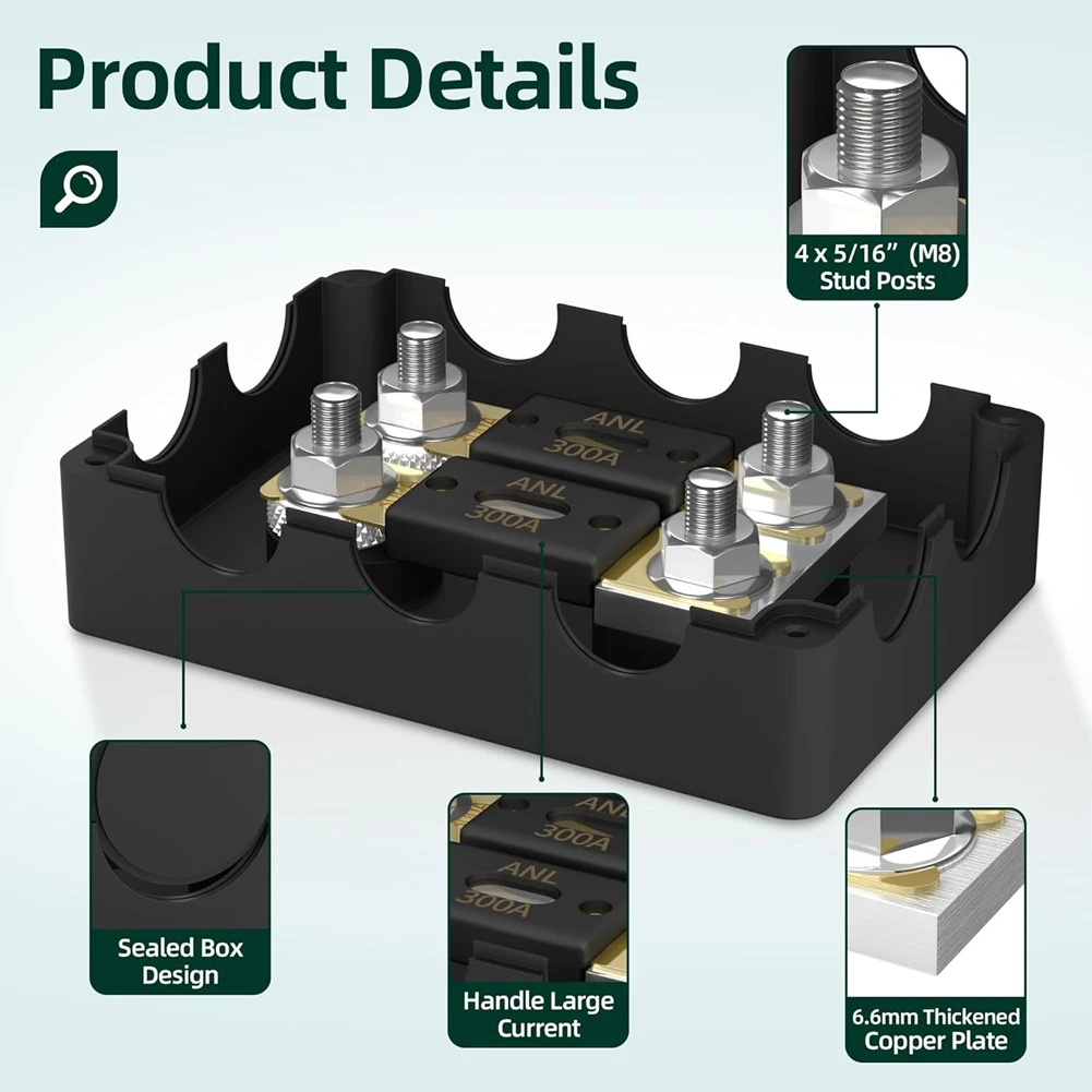 

A26F-Heavy Duty Dual Fuse Holder Waterproof For Marine Automotive Car Truck Boat With ANL Fuses