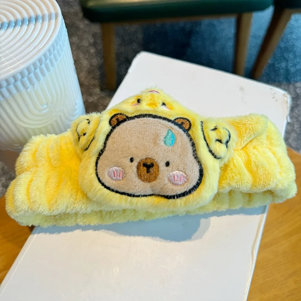 Fashion Korean Capybara Face Wash Headband Cartoon Plush Hair Bands Hair Accessories Girl Hair Hoop Plush Headband Headband