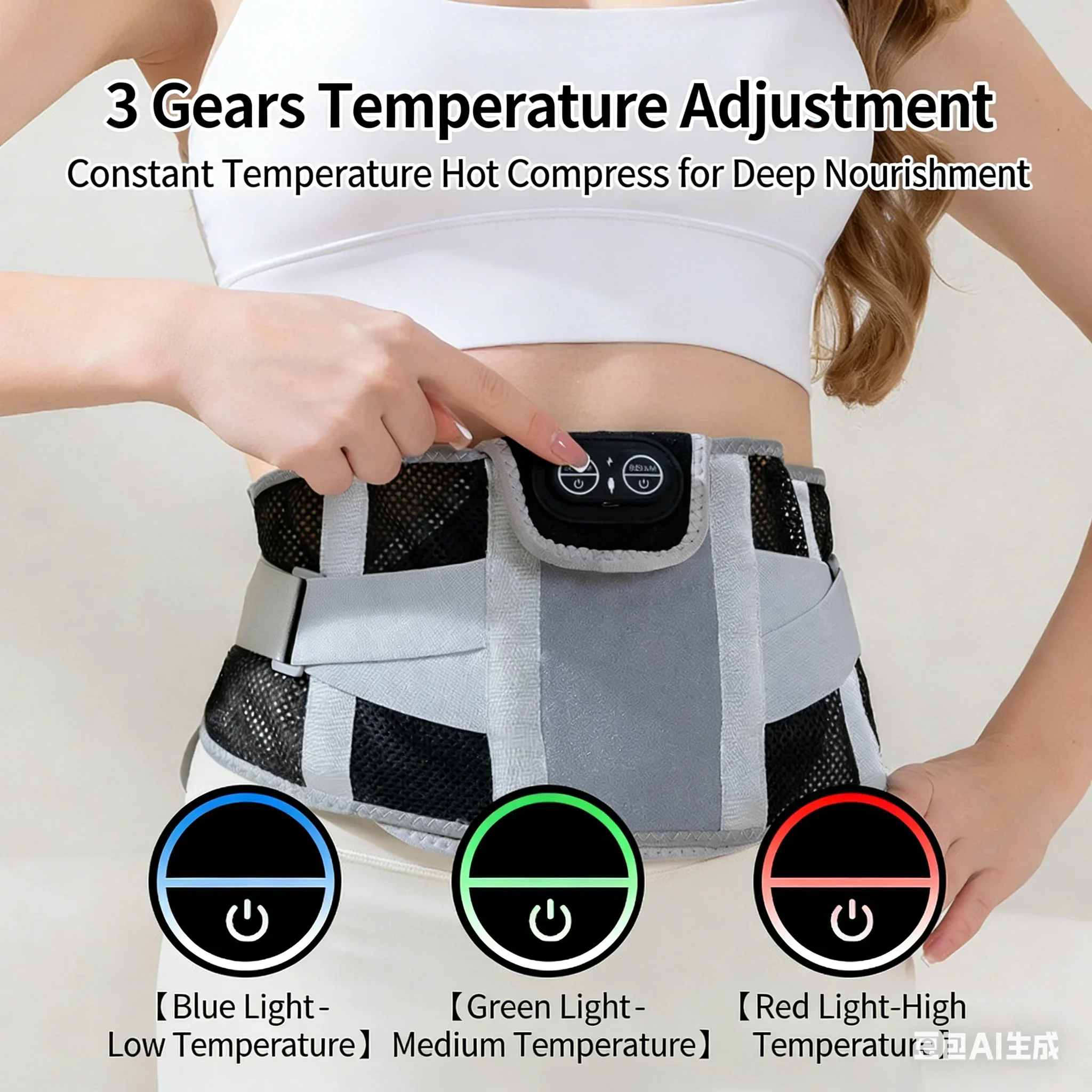 

Red Light Heating Waist Belt, Constant Temperature Infrared Physiotherapy Lumbar Support, Multifunctional Heated Back Brace for