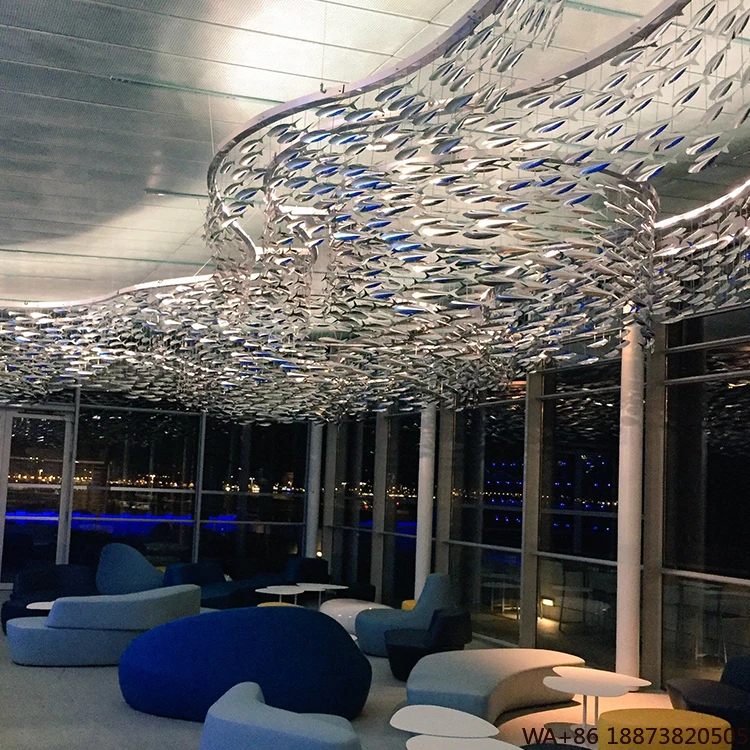 

Светодиодная люстра в современном стиле, индивидуальный дизайн, суши-аквариум в форме рыбы, декоративная стеклянная люстра