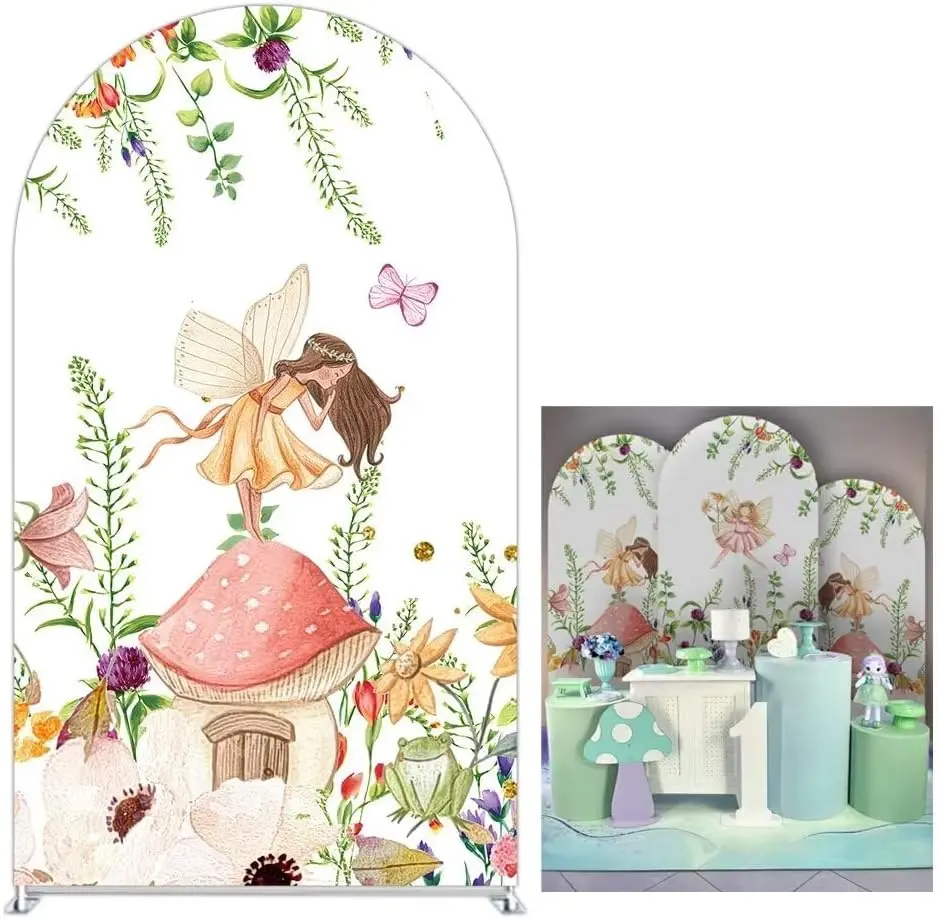 

Butterfly Fairy Princess Birthday Party Backdrop Cover Spring Flower Arch Stand Cloth Magical Baby Shower Decor