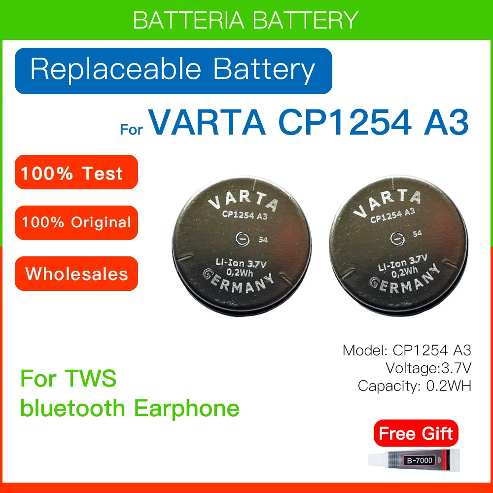 100% Originale 2 Pz/Lotto CP1254 A3 Nuovo 60Mah Per Varta CP1254 3.7V Bluetooth Tws Auricolare Cuffie Condensatore Della Batteria + Strumenti Gratuiti