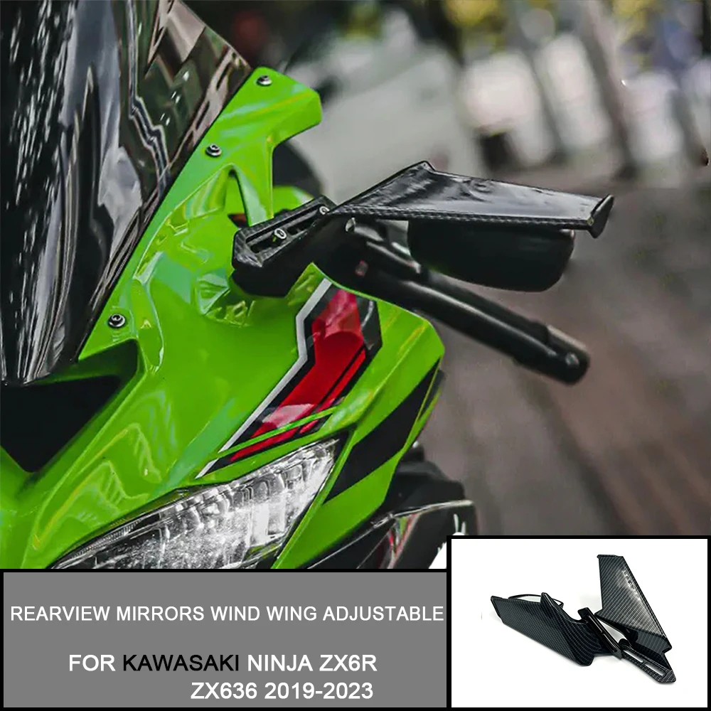 

For Kawasaki NINJA ZX6R ZX636 2019 2020 2021 2022 2023 Motorcycle Modified Rearview Mirrors Wind Wing Adjustable Rotating Mirror