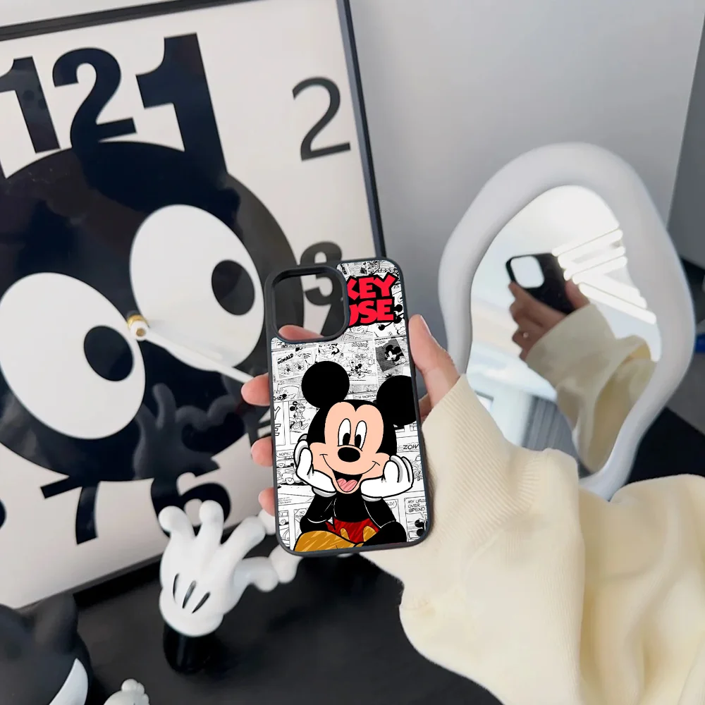 M-Mickey Cute M-M-ouse Phone Case For IPhone 11 12 13 14 15 16 Plus Pro Max Mirror Acrylic PC TPU Cover